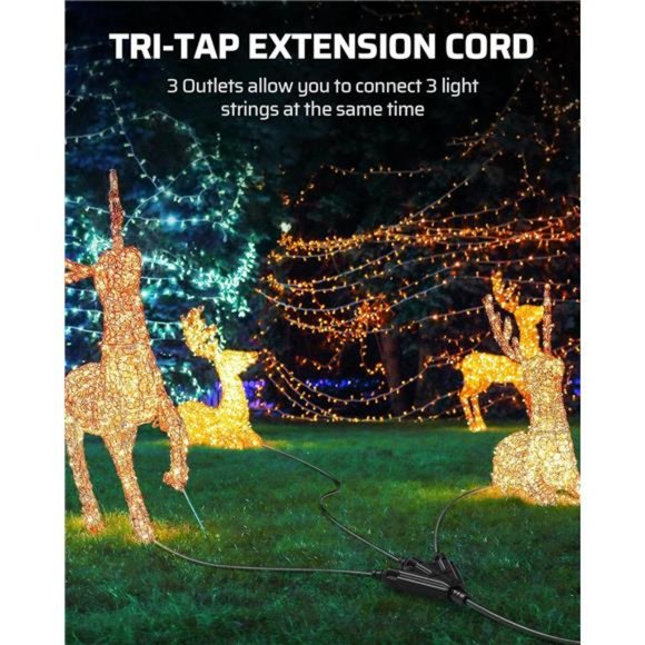 DEWENWILS Extension Cord Multiple Outlet Weatherproofs, 15 FT Pack of 2, Black - Picture 3 of 6